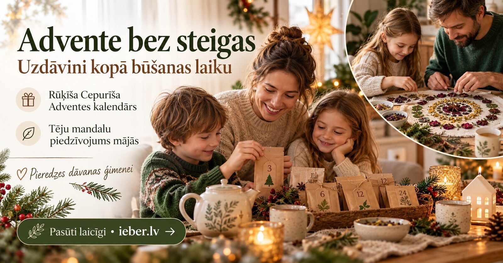 Adventes laiks bez steigas: kā ģimenēm uzdāvināt kopā būšanu, nevis vēl vienu lietu?