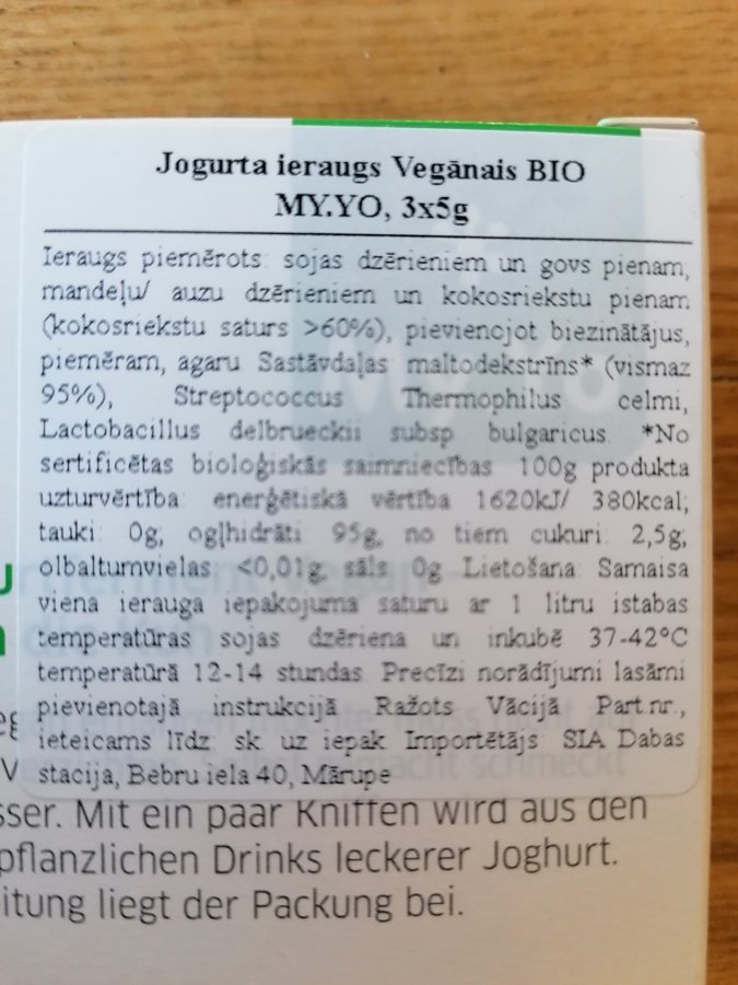 Jogurta ieraugs vegānais BIO 5g