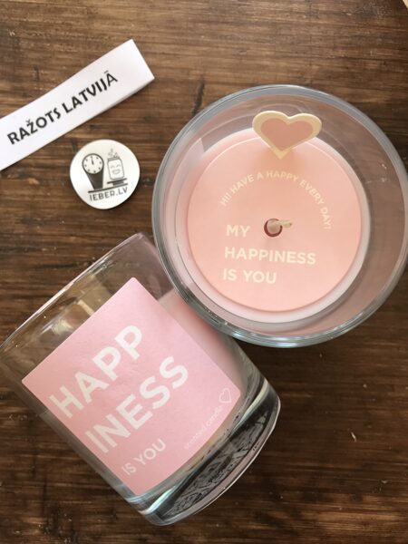 "HAPPINESS is you" stikla glāzē ar maijpuķīšu aromātu 1gb